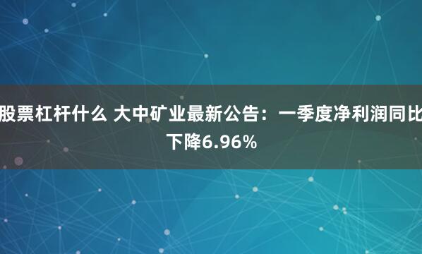 股票杠杆什么 大中矿业最新公告：一季度净利润同比下降6.96%