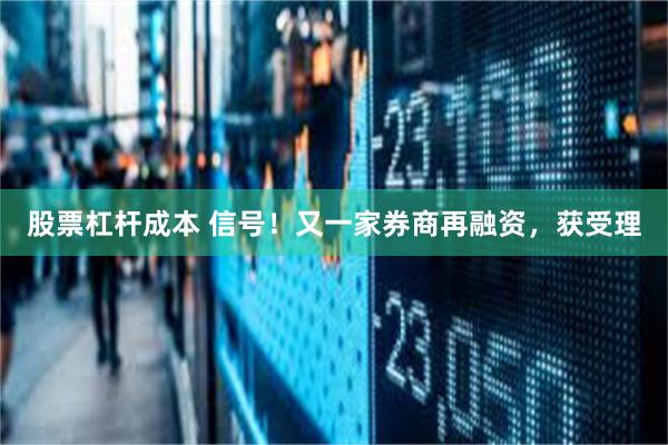 股票杠杆成本 信号！又一家券商再融资，获受理